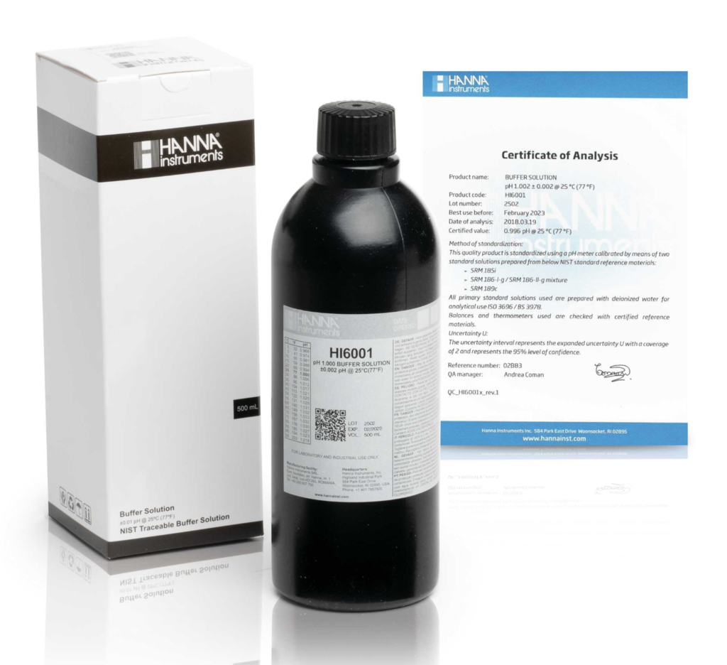 Millesimal kalibrační roztok pro pH 1,000; 500 ml, s certifikátem